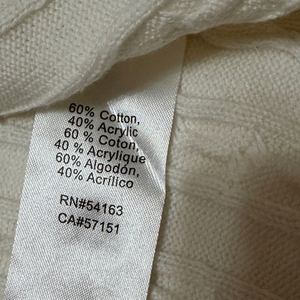 Nautica Jeans Cream Cable Knit Zip-Up Sweater M, L, XL Ivory NWT - Picture 6 of 8